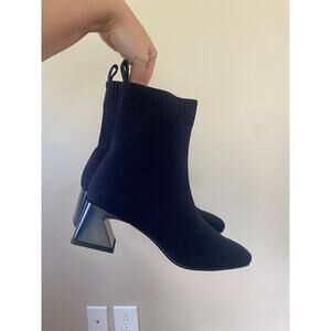 NWOB Navy Vivaia Square Toe Water Repellent Heeled Boots Regina Pro 38.5 /US 7.5